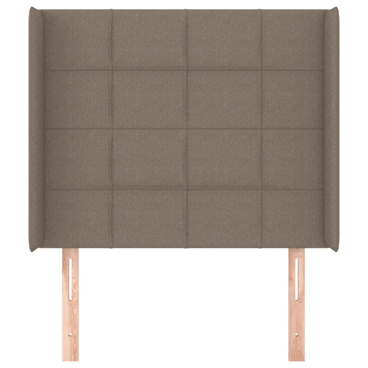 sengegavl med kanter 103x16x118/128 cm stof gråbrun