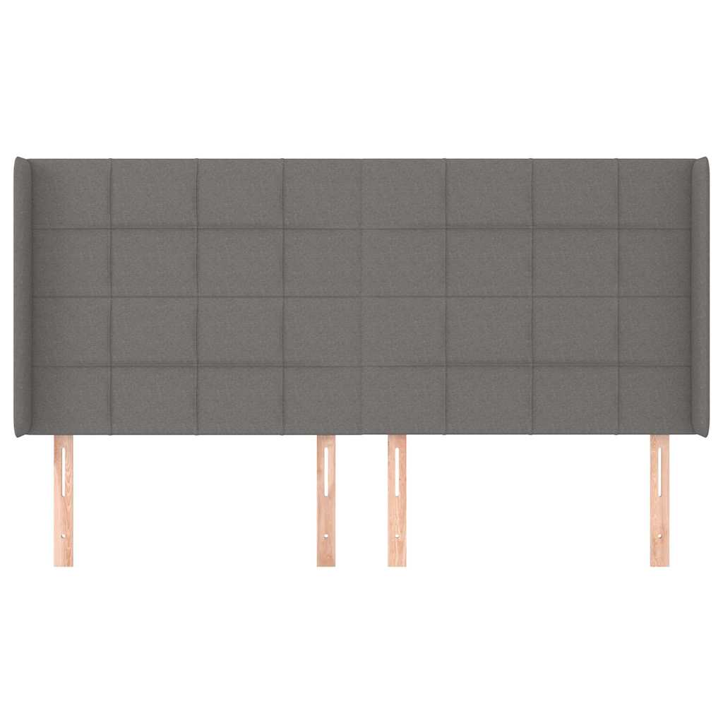 sengegavl med kanter 183x16x118/128 cm stof mørkegrå