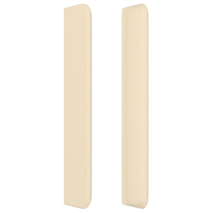 sengegavl med kanter 183x16x118/128 cm stof cremefarvet