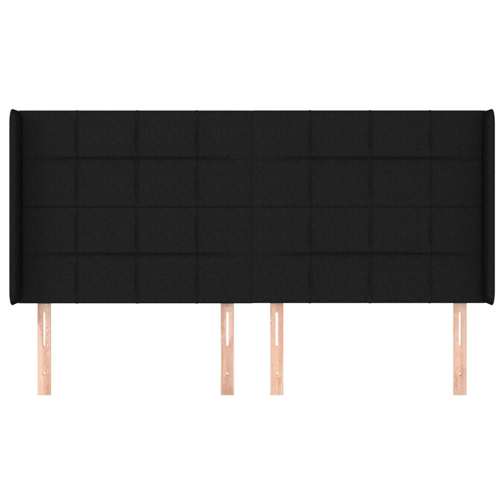 sengegavl med kanter 203x16x118/128 cm stof sort