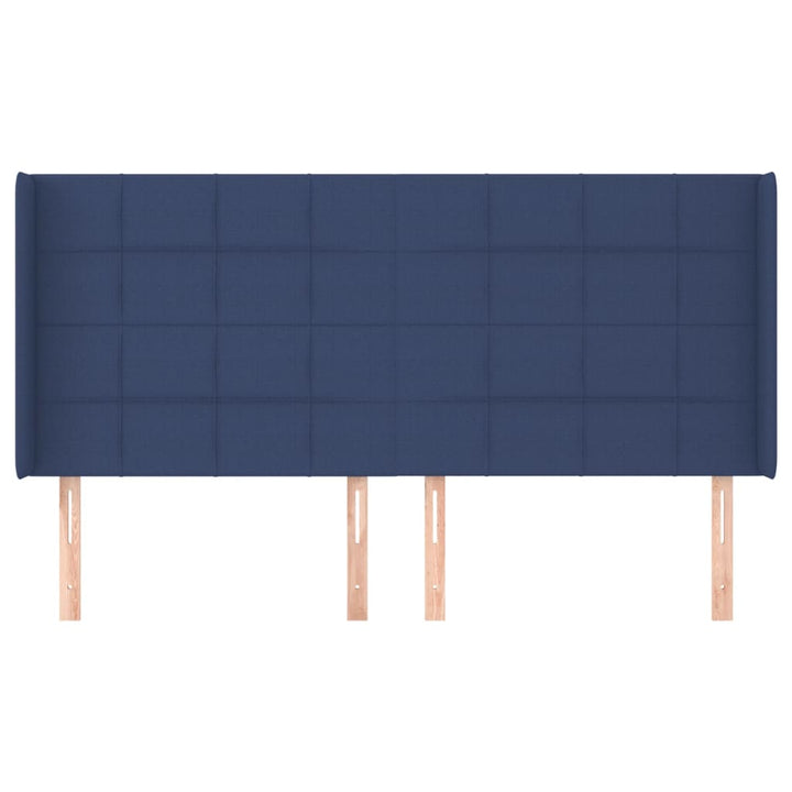 sengegavl med kanter 203x16x118/128 cm stof blå