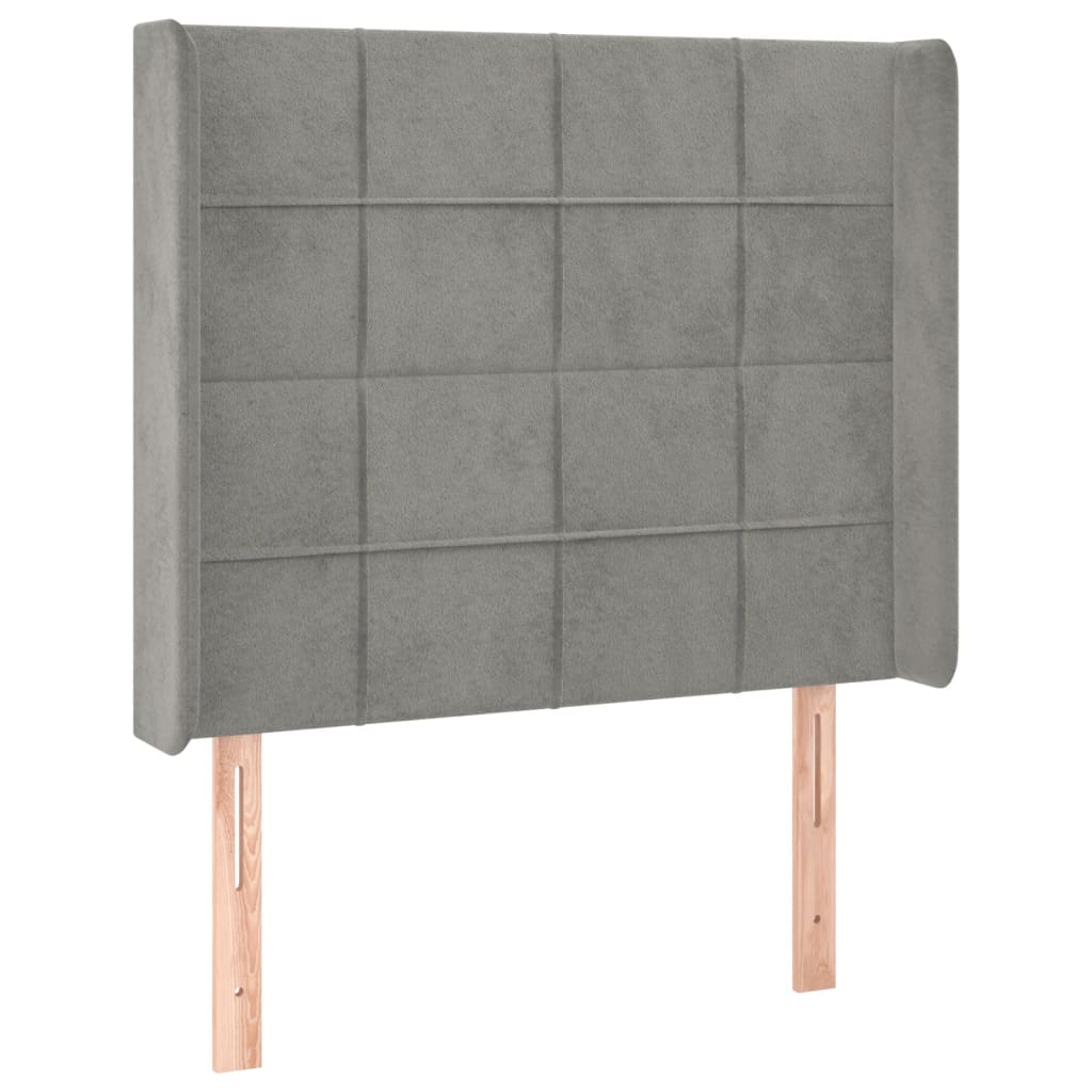 sengegavl med kanter 83x16x118/128 cm fløjl lysegrå