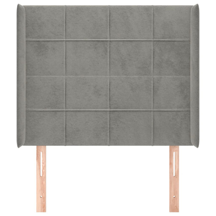 sengegavl med kanter 83x16x118/128 cm fløjl lysegrå