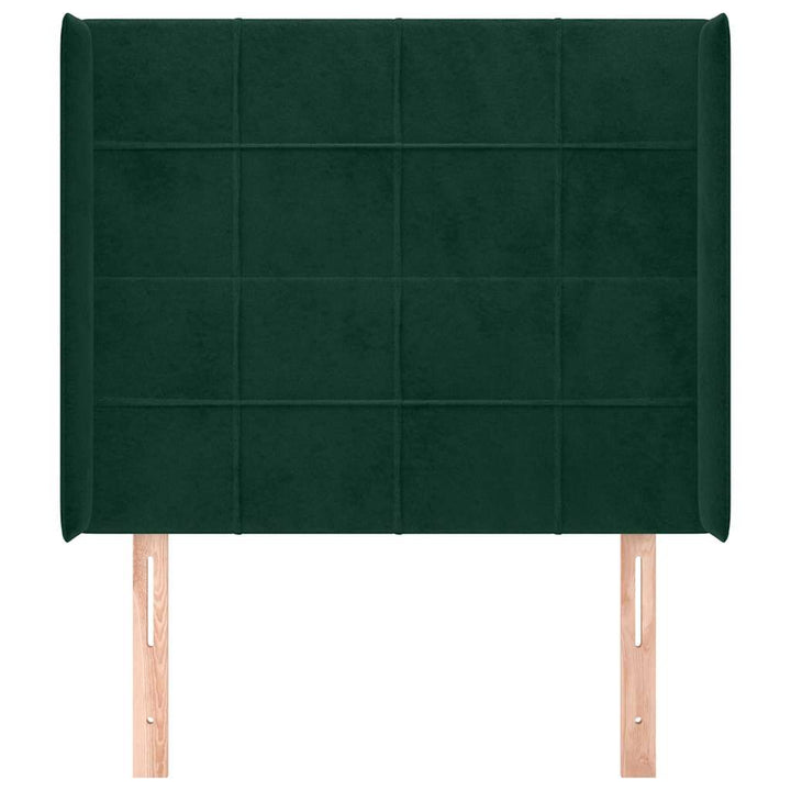sengegavl med kanter 83x16x118/128 cm fløjl mørkegrøn