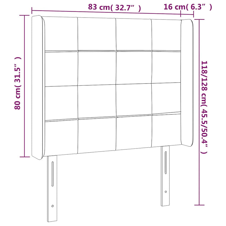 sengegavl med kanter 83x16x118/128 cm fløjl mørkegrøn