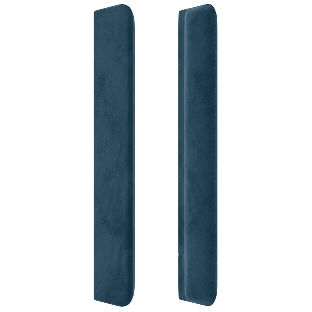 sengegavl med kanter 83x16x118/128 cm fløjl mørkeblå