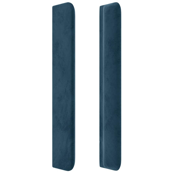 sengegavl med kanter 83x16x118/128 cm fløjl mørkeblå