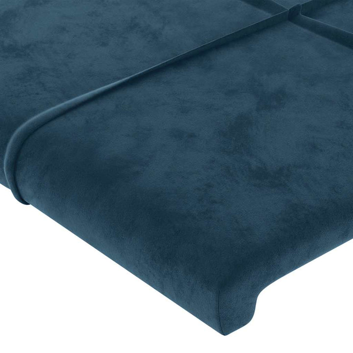 sengegavl med kanter 83x16x118/128 cm fløjl mørkeblå