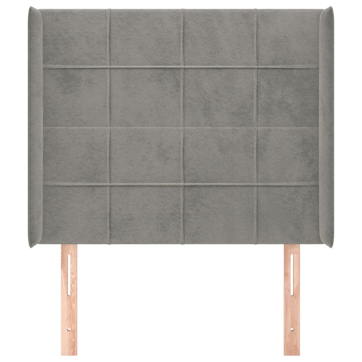 sengegavl med kanter 93x16x118/128 cm fløjl lysegrå