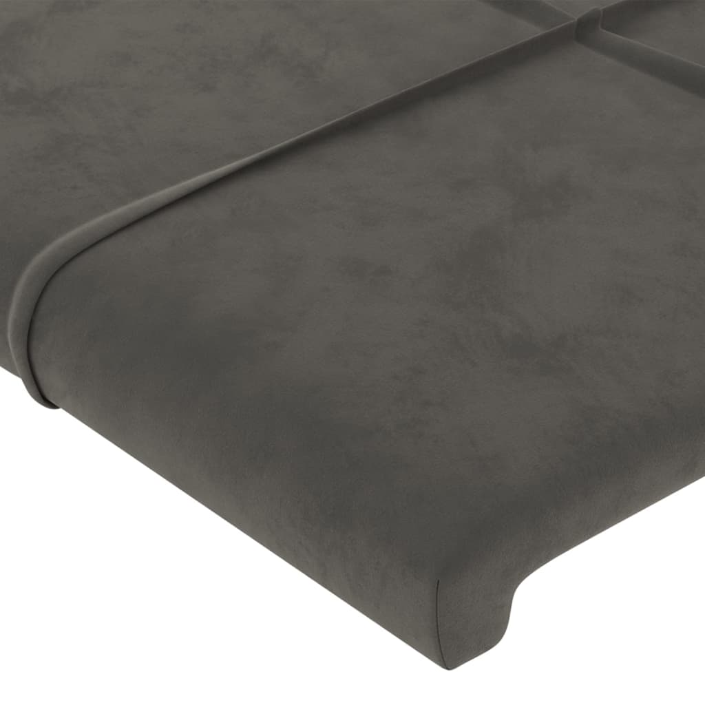 sengegavl med kanter 93x16x118/128 cm fløjl mørkegrå