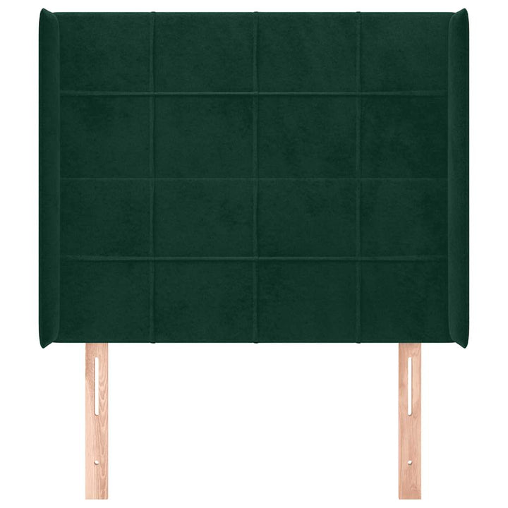 sengegavl med kanter 93x16x118/128 cm fløjl mørkegrøn