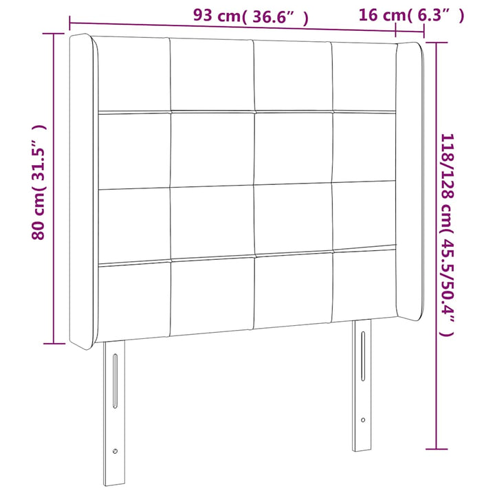 sengegavl med kanter 93x16x118/128 cm fløjl mørkegrøn