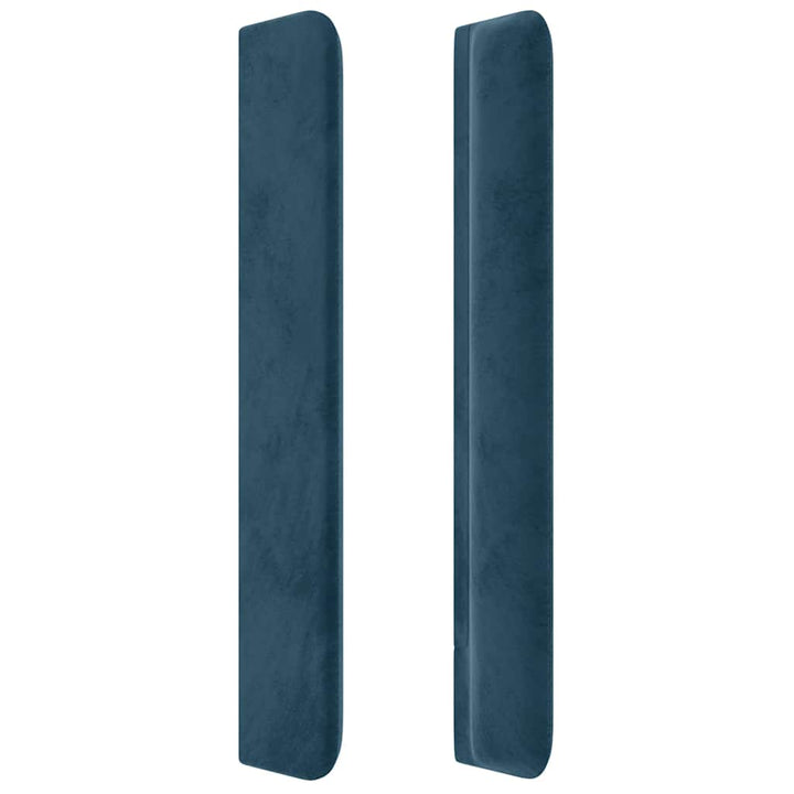 sengegavl med kanter 93x16x118/128 cm fløjl mørkeblå