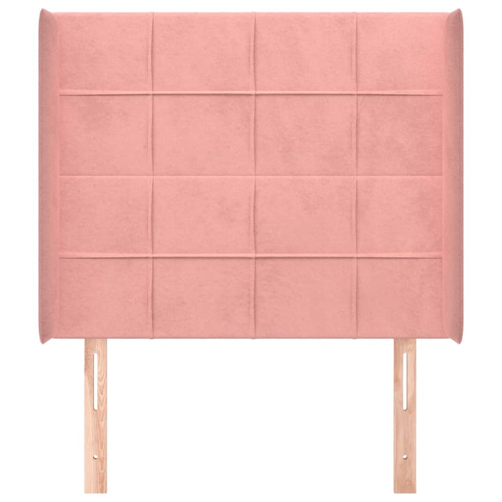 sengegavl med kanter 93x16x118/128 cm fløjl lyserød