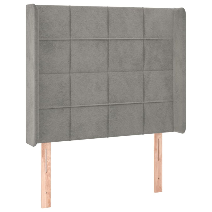 sengegavl med kanter 103x16x118/128 cm fløjl lysegrå