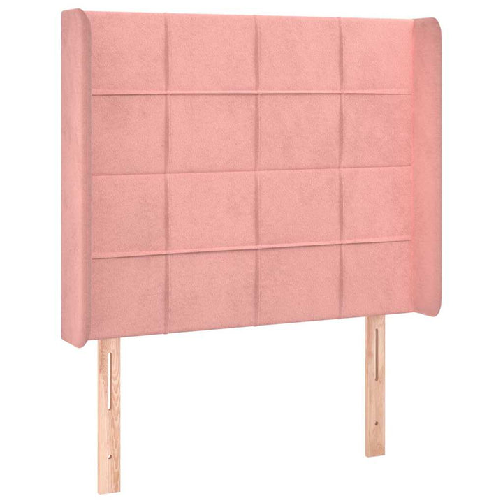 sengegavl med kanter 103x16x118/128 cm fløjl lyserød