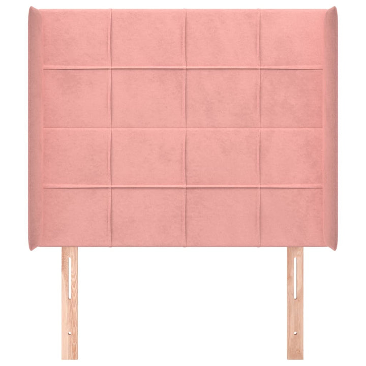 sengegavl med kanter 103x16x118/128 cm fløjl lyserød