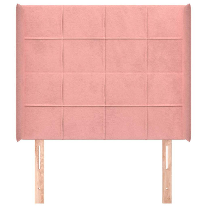 sengegavl med kanter 103x16x118/128 cm fløjl lyserød