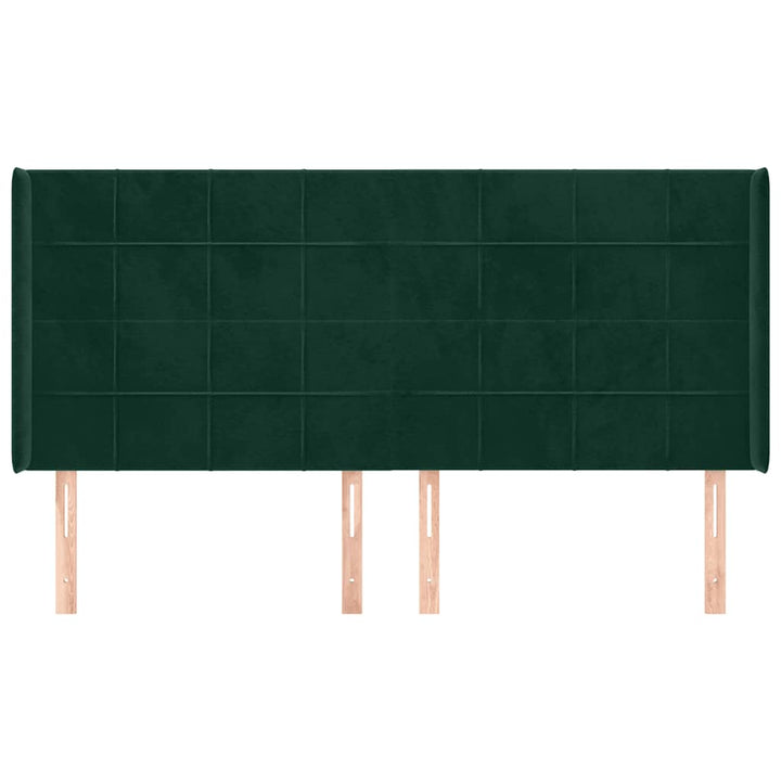 sengegavl med kanter 163x16x118/128 cm fløjl mørkegrøn