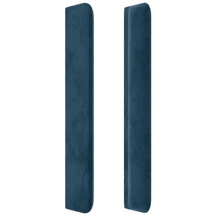 sengegavl med kanter 163x16x118/128 cm fløjl mørkeblå