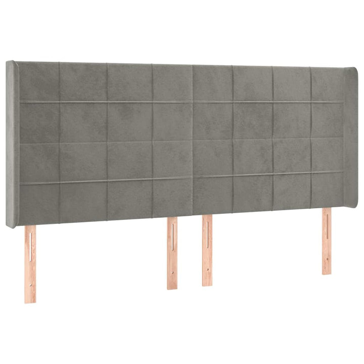 sengegavl med kanter 183x16x118/128 cm fløjl lysegrå