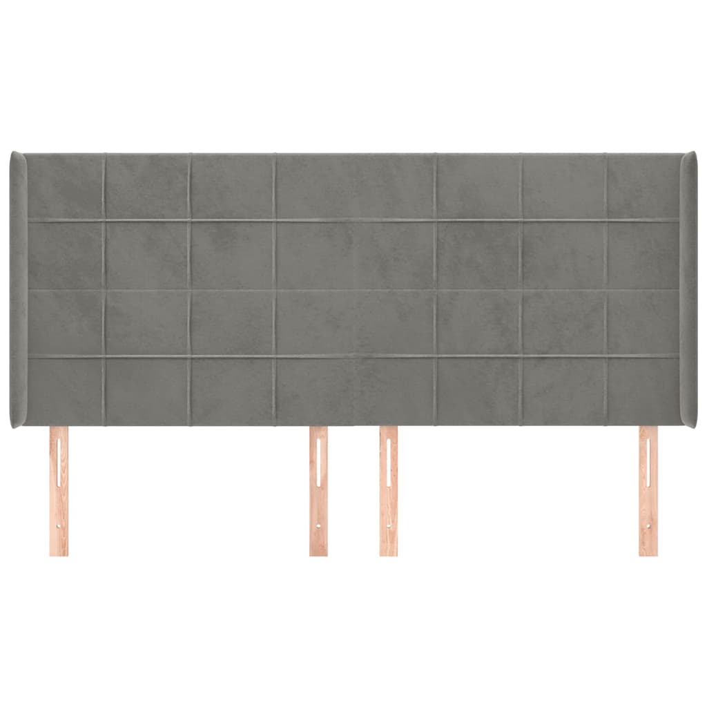 sengegavl med kanter 183x16x118/128 cm fløjl lysegrå