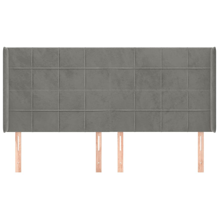 sengegavl med kanter 183x16x118/128 cm fløjl lysegrå