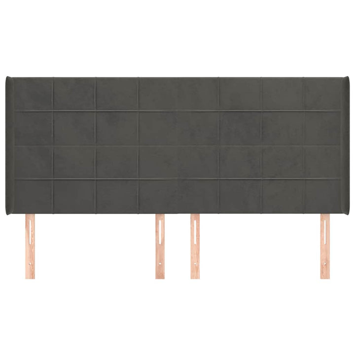 sengegavl med kanter 183x16x118/128 cm fløjl mørkegrå