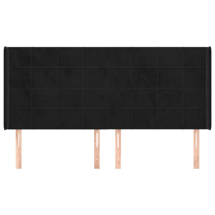 sengegavl med kanter 183x16x118/128 cm fløjl sort
