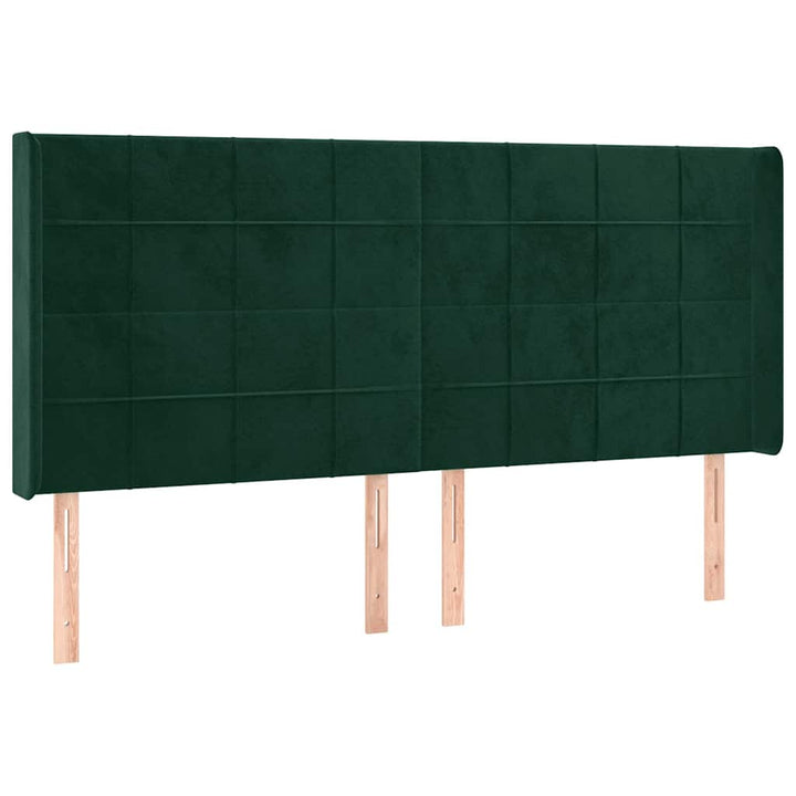 sengegavl med kanter 183x16x118/128 cm fløjl mørkegrøn
