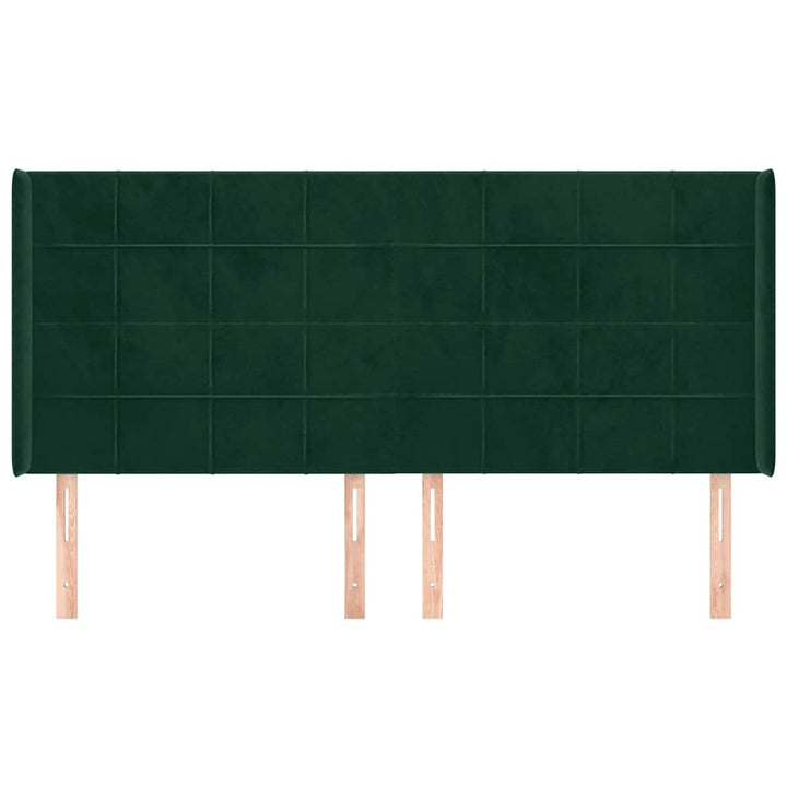 sengegavl med kanter 183x16x118/128 cm fløjl mørkegrøn