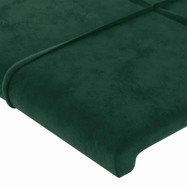 sengegavl med kanter 183x16x118/128 cm fløjl mørkegrøn
