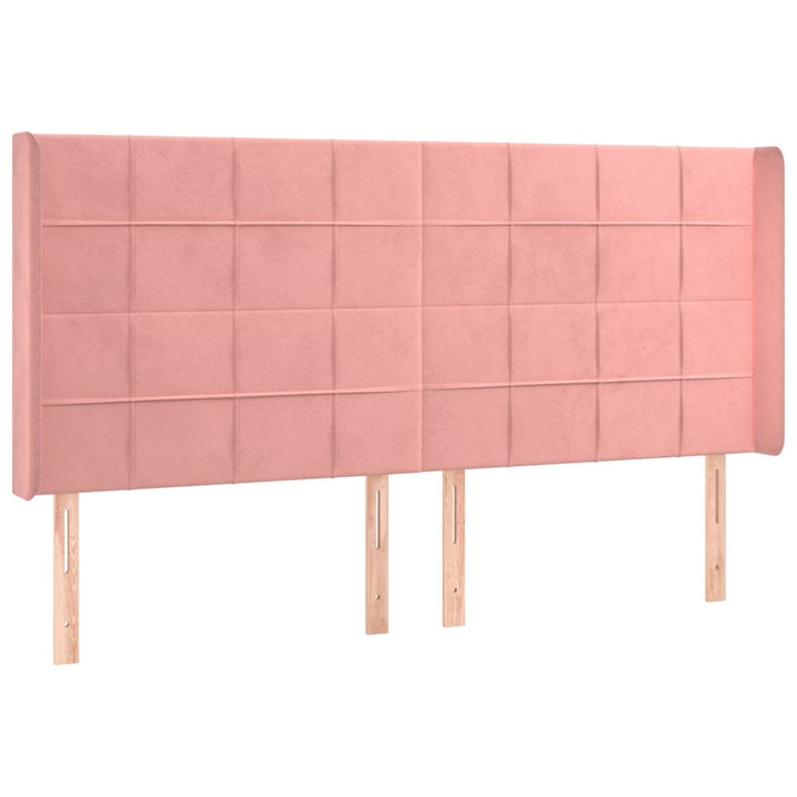 sengegavl med kanter 183x16x118/128 cm fløjl lyserød