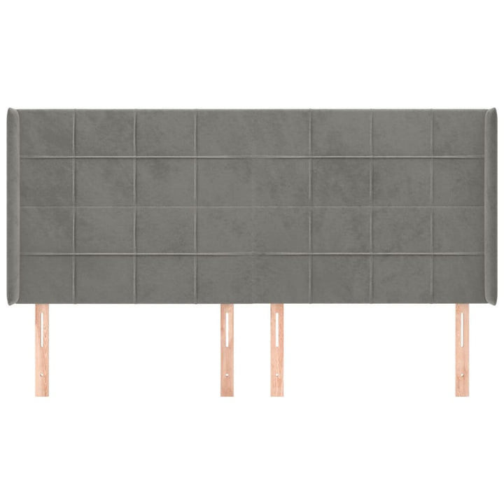 sengegavl med kanter 203x16x118/128 cm fløjl lysegrå