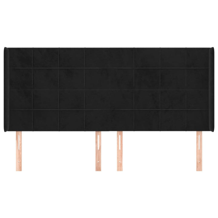 sengegavl med kanter 203x16x118/128 cm fløjl sort