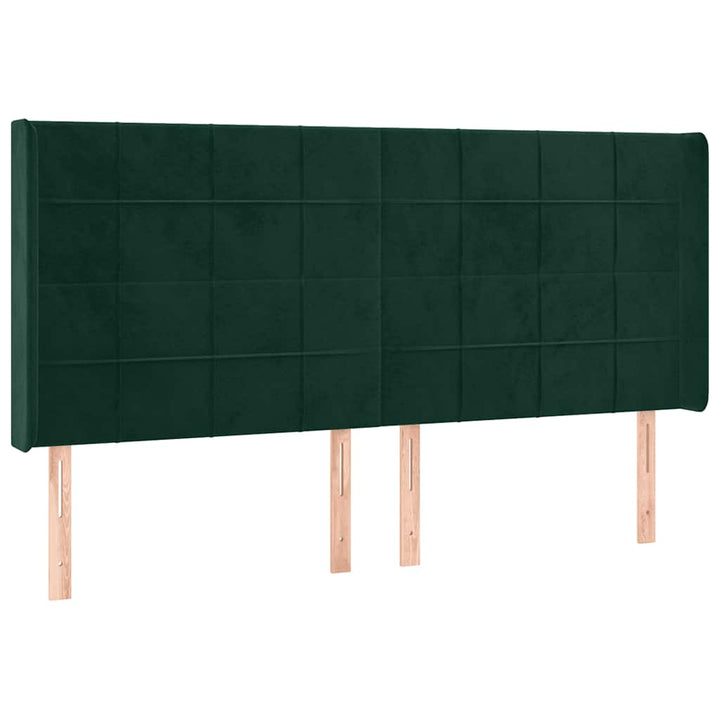 sengegavl med kanter 203x16x118/128 cm fløjl mørkegrøn