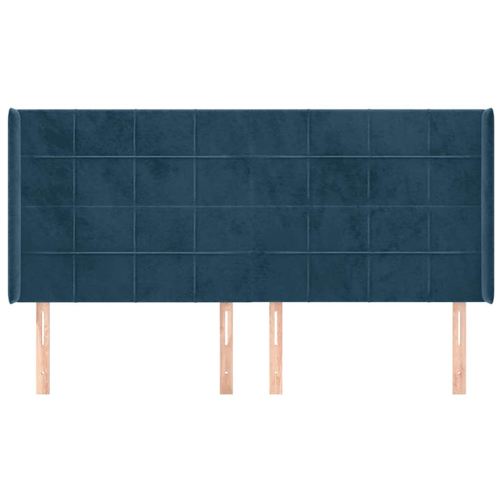 sengegavl med kanter 203x16x118/128 cm fløjl mørkeblå