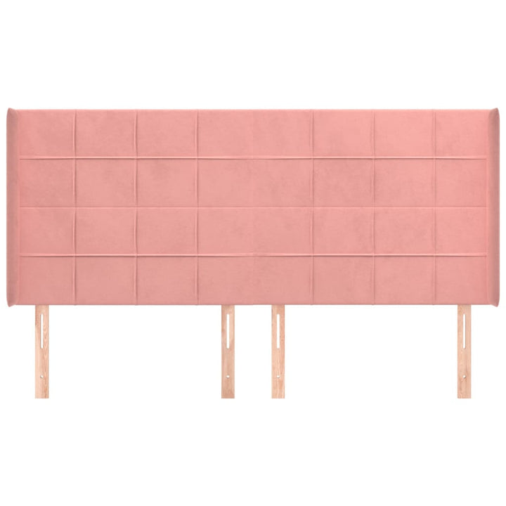 sengegavl med kanter 203x16x118/128 cm fløjl lyserød