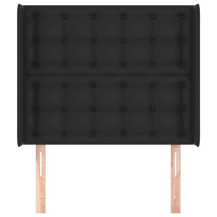 sengegavl med kanter 83x16x118/128 cm kunstlæder sort