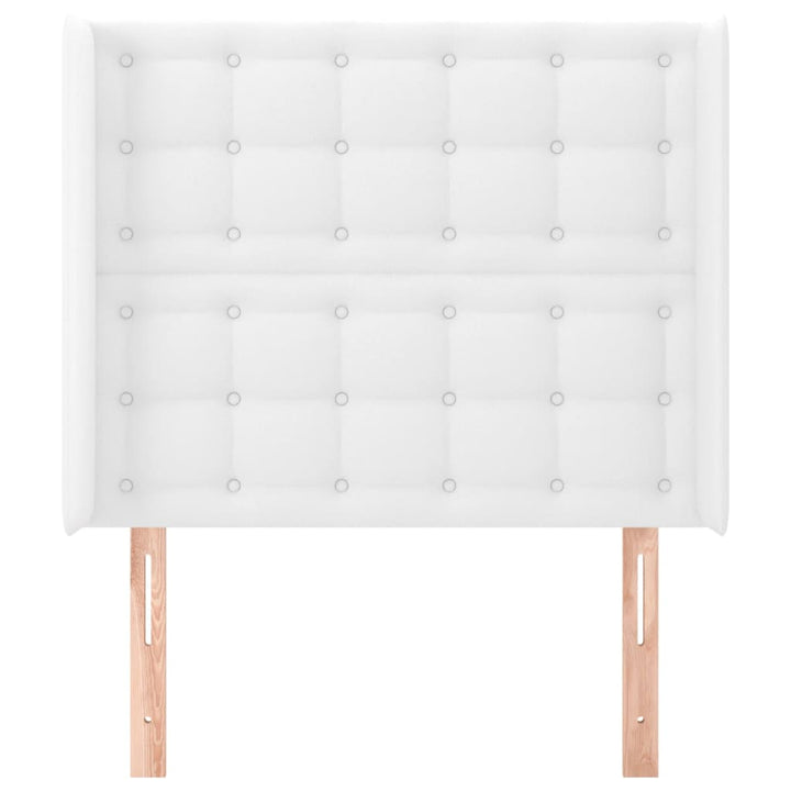 sengegavl med kanter 83x16x118/128 cm kunstlæder hvid