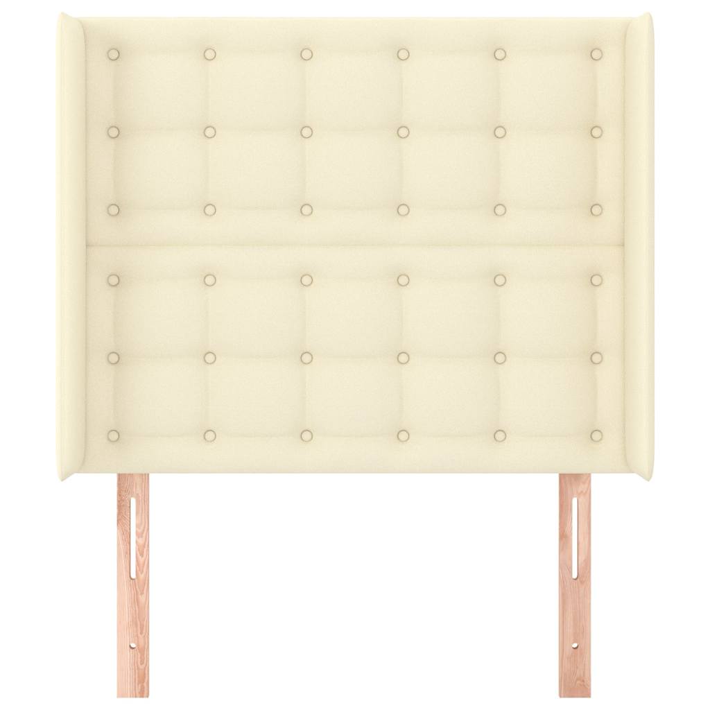 sengegavl med kanter 83x16x118/128 cm kunstlæder cremefarvet