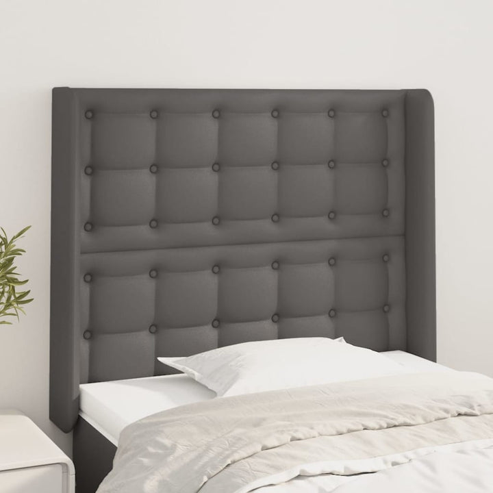 sengegavl med kanter 83x16x118/128 cm kunstlæder grå