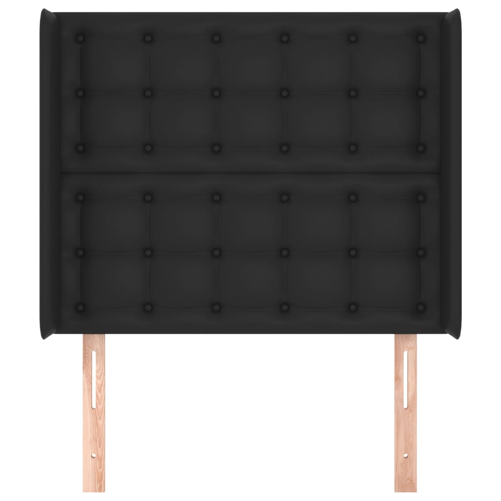 sengegavl med kanter 93x16x118/128 cm kunstlæder sort