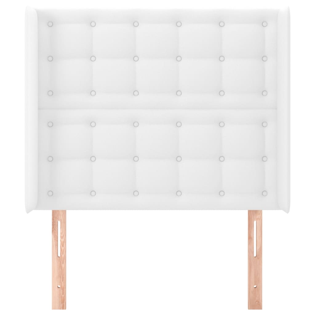 sengegavl med kanter 93x16x118/128 cm kunstlæder hvid