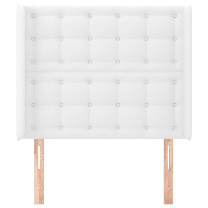 sengegavl med kanter 93x16x118/128 cm kunstlæder hvid