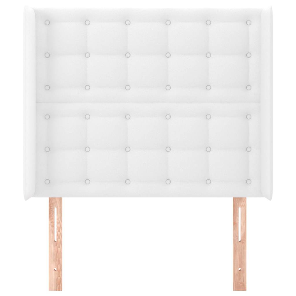 sengegavl med kanter 93x16x118/128 cm kunstlæder hvid