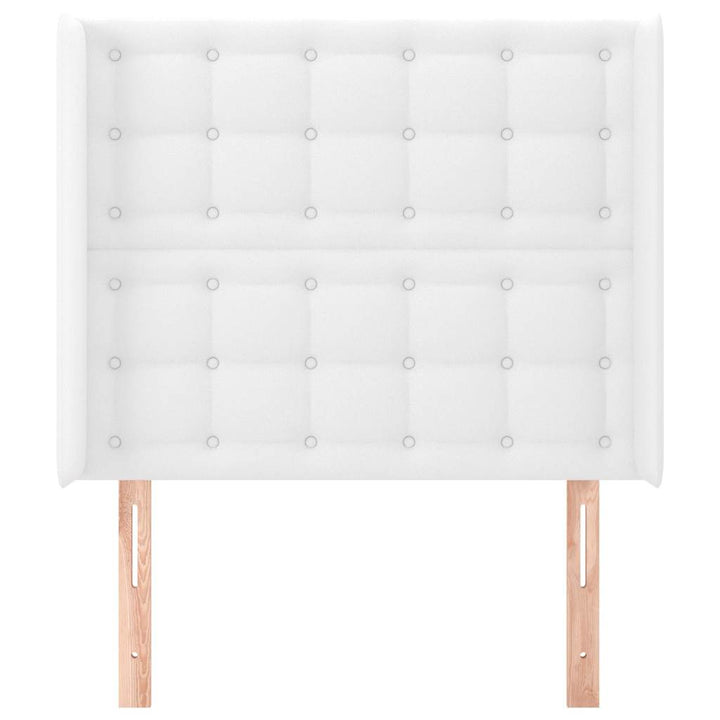 sengegavl med kanter 93x16x118/128 cm kunstlæder hvid