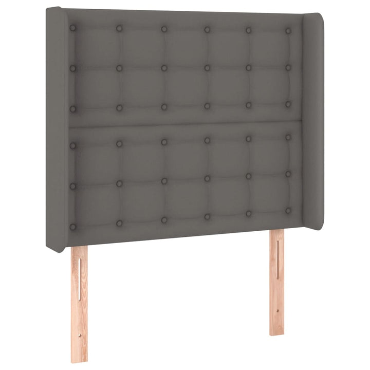 sengegavl med kanter 93x16x118/128 cm kunstlæder grå