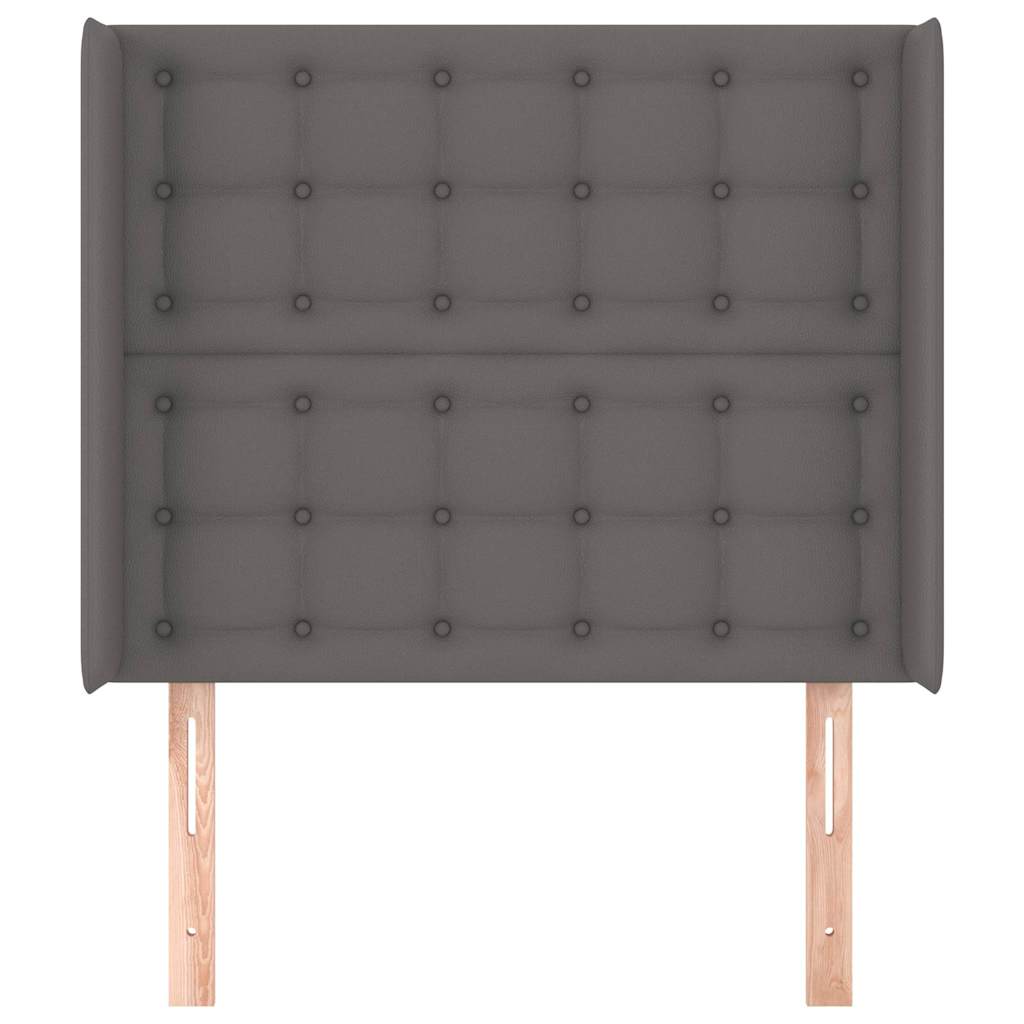 sengegavl med kanter 93x16x118/128 cm kunstlæder grå