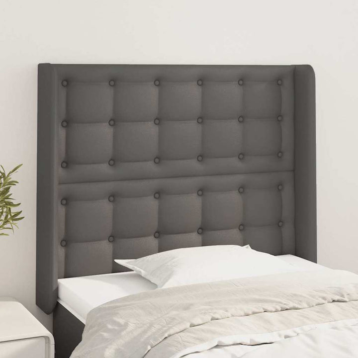 sengegavl med kanter 93x16x118/128 cm kunstlæder grå